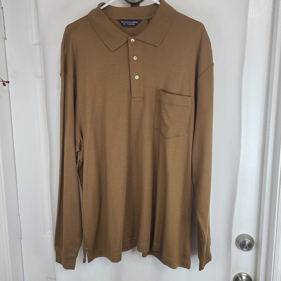 Roundtree & York Men's Classic Long Sleeve Polo Shirt, Size: XL Color: Brown - Picture 5 of 15